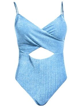 Ramy Brook Amalfi Metallic One Piece Blue Swimsuit Small